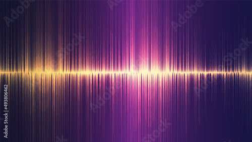 Golden UltraSonic Sound Wave Background,technology and earthquake wave diagram concept,design for music studio and science,Vector Illustration.