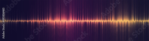 Panorama Golden Equalizer Sound Wave on Technology Background