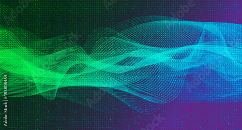 Aurora Digital Sound Wave Technology and earthquake wave concept,design for music studio and science,Vector Illustration.