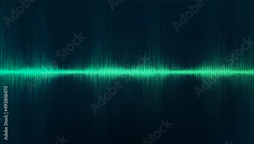 Green Digital Sound Wave Background,technology and earthquake wave diagram concept,design for music studio and science,Vector Illustration.