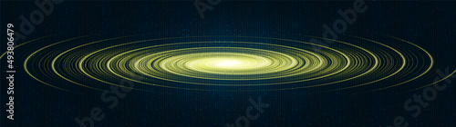 Golden Equalizer Sound Wave on Technology Background