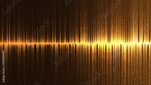 Gold Sound wave Background,technology and earthquake wave diagram concept,design for music studio and science,Vector Illustration.