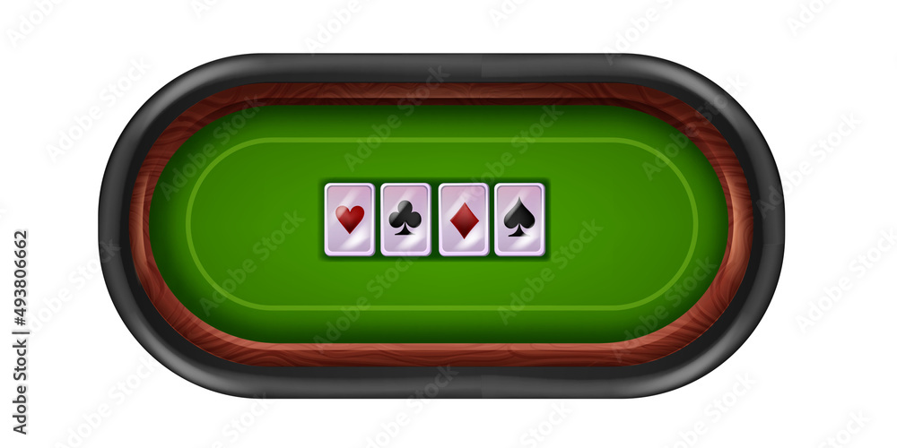 Green poker table vector background, wooden round frame, casino blackjack card game UI illustration. Playing cloth surface online gambling board, card velvet texture top view. Royal blank poker table Green poker table vector background, wooden round frame, casino blackjack card game UI illustration. Playing cloth surface online gambling board, card velvet texture top view. Royal blank poker table