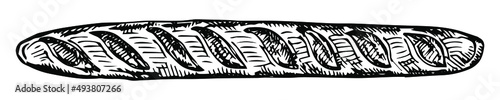Vector hand drawn doodle sketch baguette bread isolated on white background