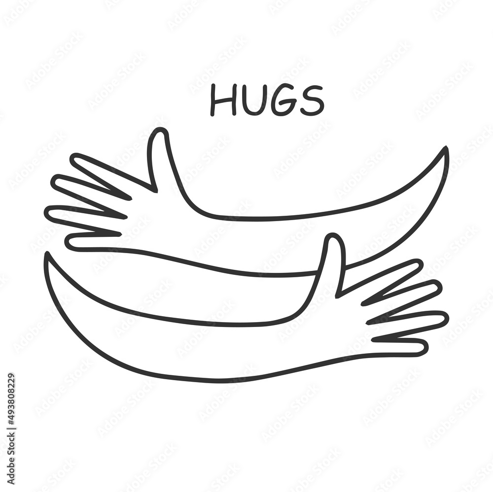 Virtual Hands hugged over white vector illustration Virtual Hands hugged over white vector illustration