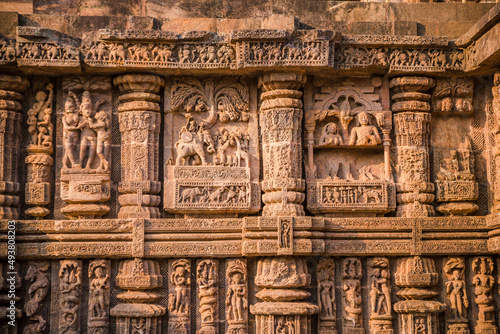 The only statue of the King Narasimhadeva and his Queen who constructed the 800 year old Sun Hindu Temple, Konark, Orissa, India. UNESCO World Heritage Site. photo