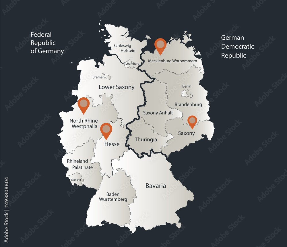 Germany map divided on West and East Germany, Infographics flat design ...
