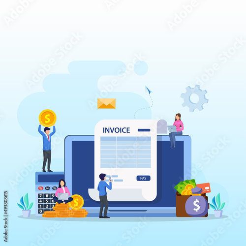 Online digital invoices concept vector. Sending and Receiving Payment using Electronic Invoice.