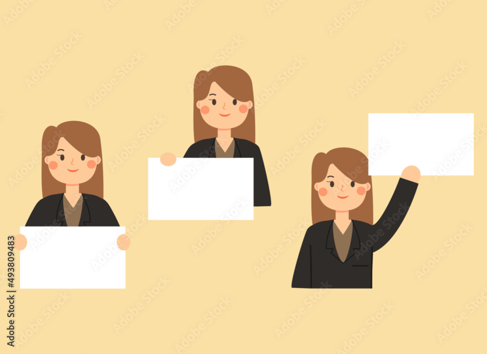 businesswoman holding blank board