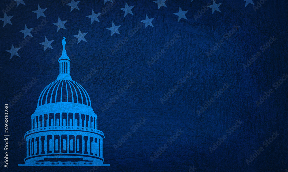 USA Capitol blue illustration background - obrazy, fototapety, plakaty 