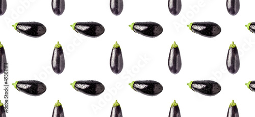Seamless pattern with eggplant on a white background.