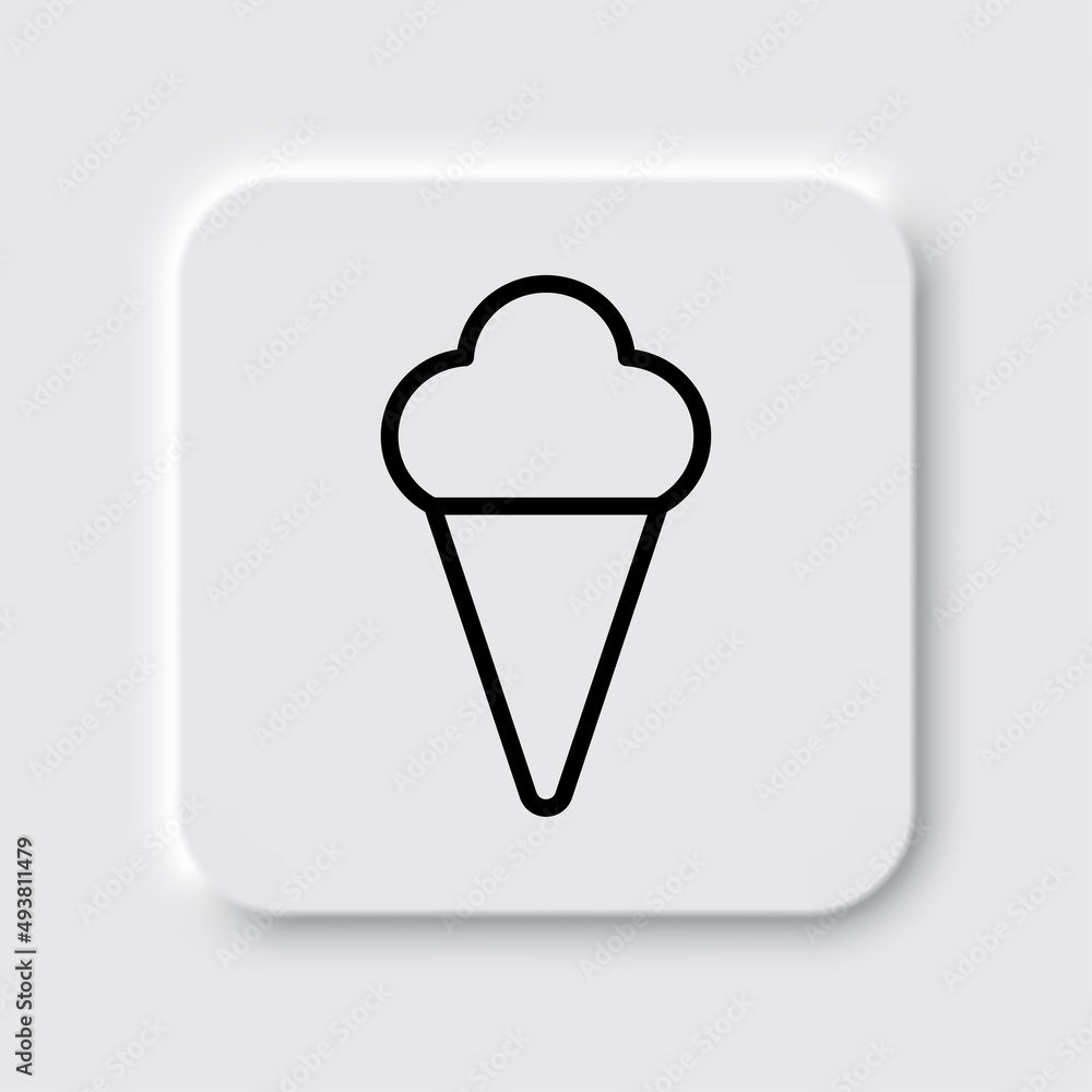 Ice cream simple icon vector. Flat desing. Neumorphism design.ai Ice cream simple icon vector. Flat desing. Neumorphism design.ai