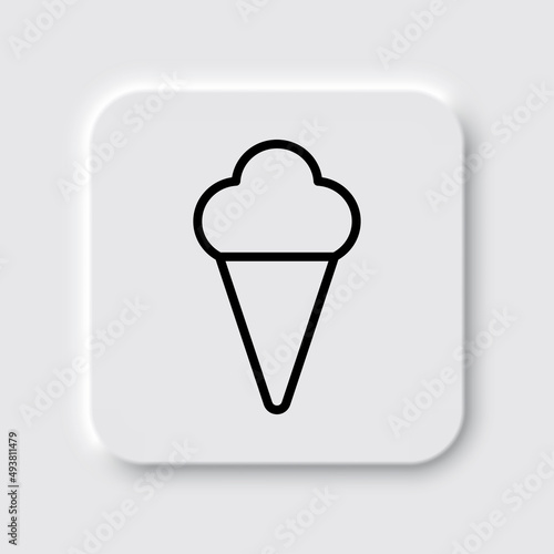 Ice cream simple icon vector. Flat desing. Neumorphism design.ai