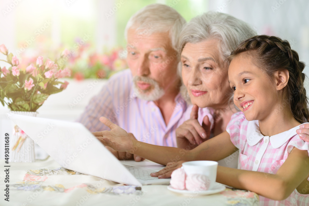 happy family using laptop at home happy family using laptop at home