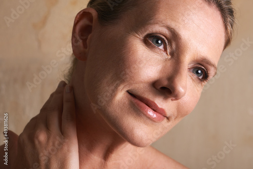 Relief from the days cares. Studio shot of a mature woman with beautiful skin. photo