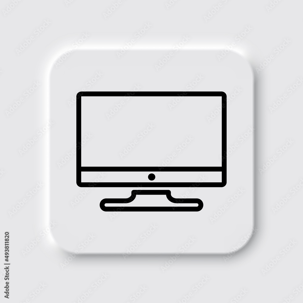 Monitor simple icon vector. Flat desing. Neumorphism design.ai Monitor simple icon vector. Flat desing. Neumorphism design.ai