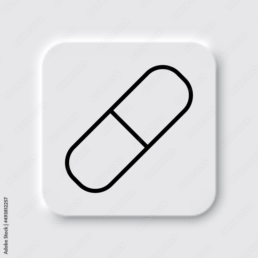 Pill simple icon vector. Flat desing. Neumorphism design.ai Pill simple icon vector. Flat desing. Neumorphism design.ai