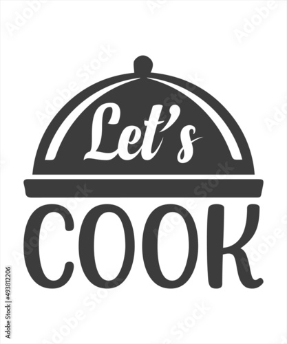Let's Cook Together with frying pan - Vintage poster, logo. Cooking poster with cooking pan, fire flame and grunge texture. Trendy retro design for Culinary school, food studio, cooking classes. Vecto
