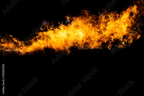 Abstract fire flames isolated on a black background.