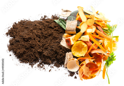 organic compost - biodegradable kitchen waste and soil