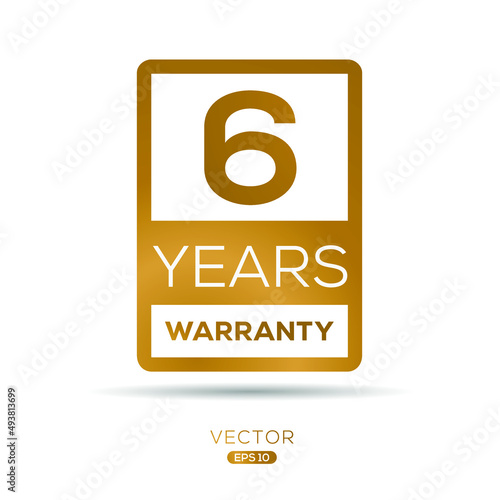 6 years warranty seal stamp, vector label. photo
