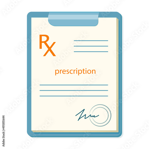 RX form doctor prescription for the purchase of receipt of medicines at pharmacy.