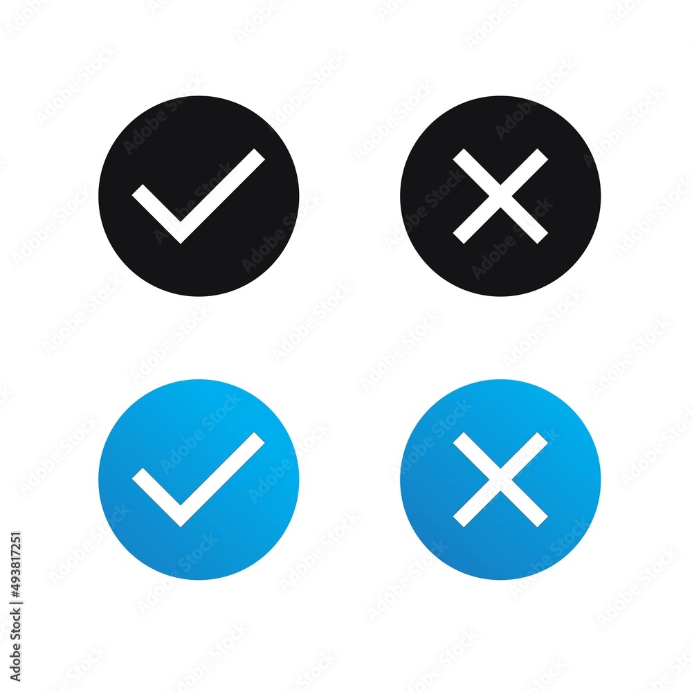 Check and cross icon vector Check and cross icon vector