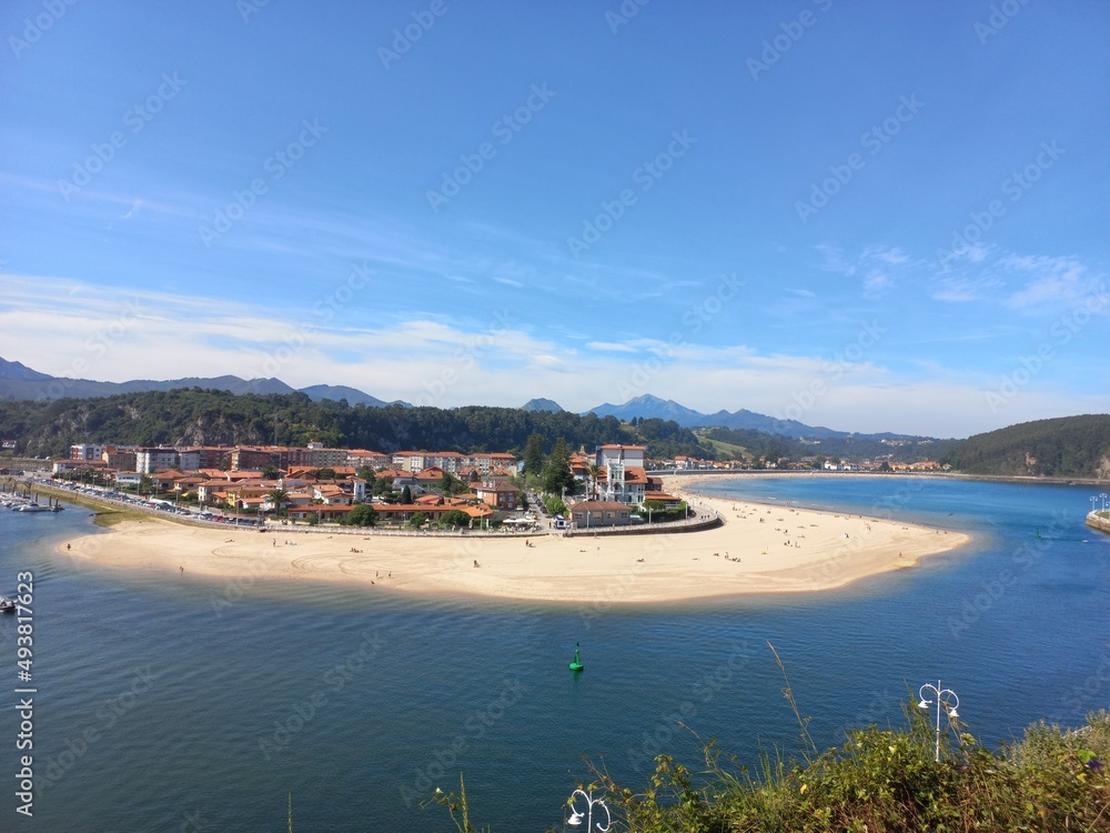 view of the beach in Ribadesella, Asturias, Spain view of the beach in Ribadesella, Asturias, Spain