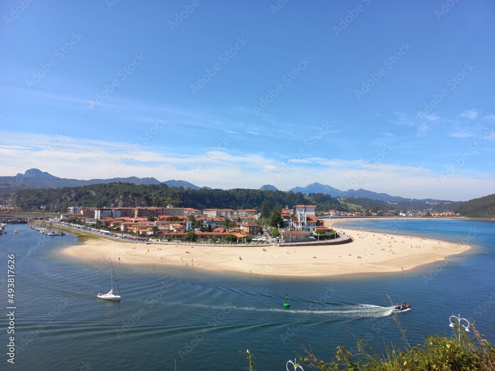 view of the bay Ribadesella,  Asturias, Spain 