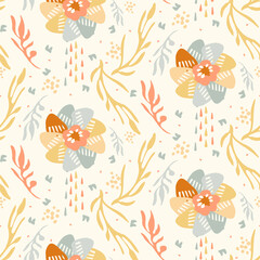 Fotobehang Boho stijl patronen Boho wildbloemen patroon cottagecore stijl  © Limolida Studio