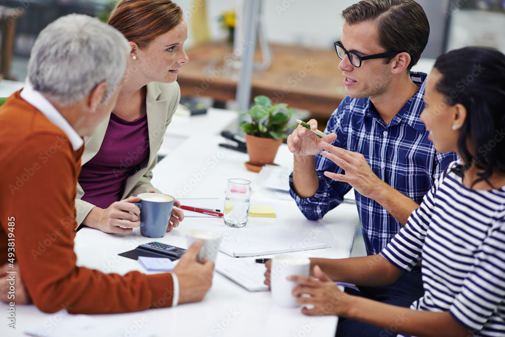 He always communicates his ideas well. A cropped shot of a group of professionals having a meeting at work. He always communicates his ideas well. A cropped shot of a group of professionals having a meeting at work.