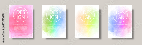 Abstract watercolor cover background set collection
