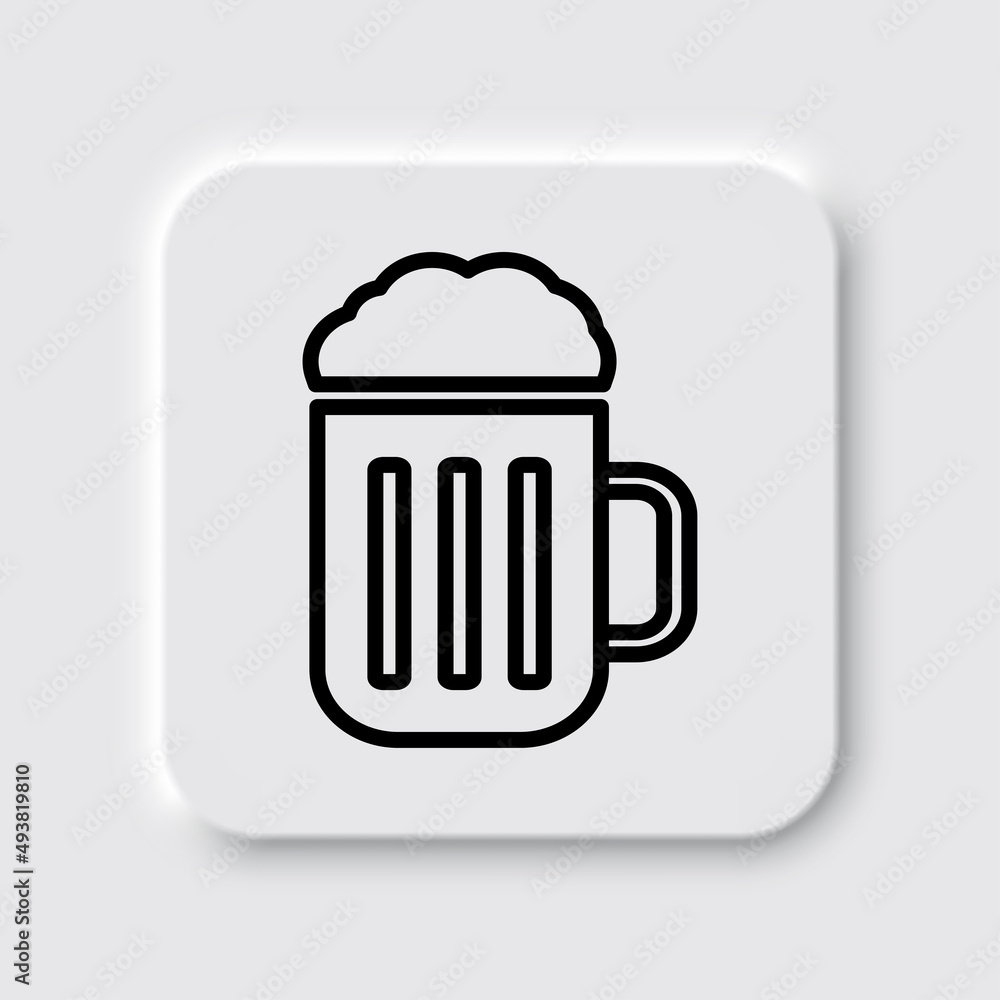 Beer simple icon vector. Flat desing. Neumorphism design.ai Beer simple icon vector. Flat desing. Neumorphism design.ai