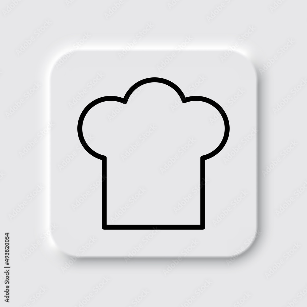 Chef hat, kitchen simple icon. Flat desing. Neumorphism design.ai Chef hat, kitchen simple icon. Flat desing. Neumorphism design.ai
