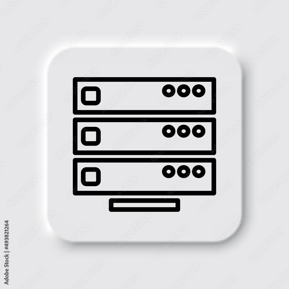 Server simple icon vector. Flat desing. Neumorphism design.ai Server simple icon vector. Flat desing. Neumorphism design.ai