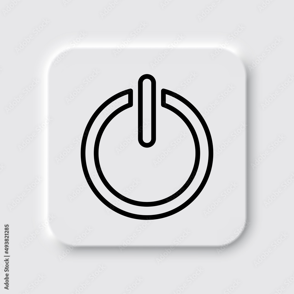 Shut down simple icon vector. Flat desing. Neumorphism design.ai Shut down simple icon vector. Flat desing. Neumorphism design.ai