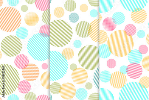 Set of Abstract seamless pattern with colorful circles shapes