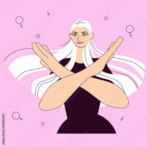 Young Caucasian blonde woman gesturing Break The Bias