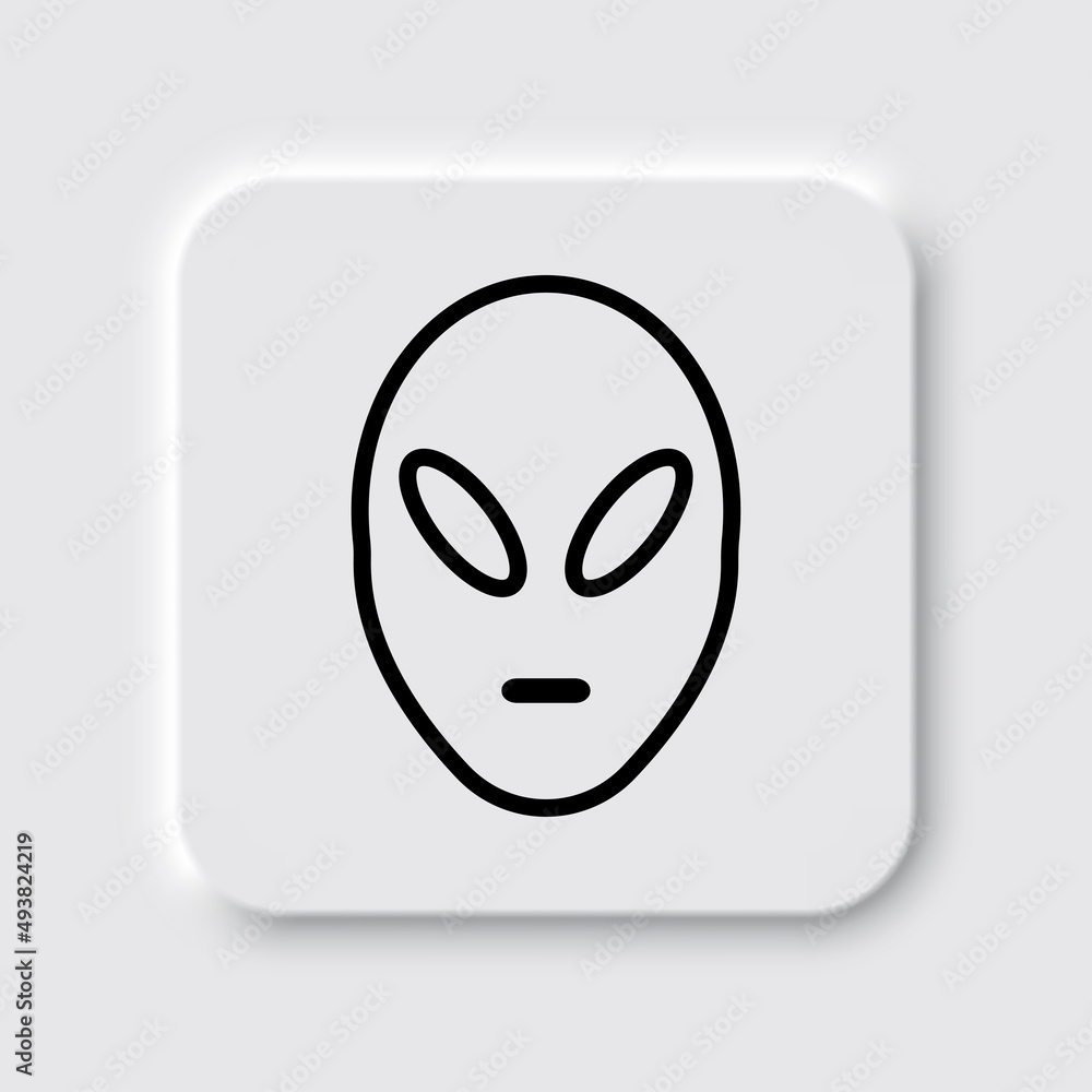 Alien simple icon vector. Flat desing. Neumorphism design.ai Alien simple icon vector. Flat desing. Neumorphism design.ai