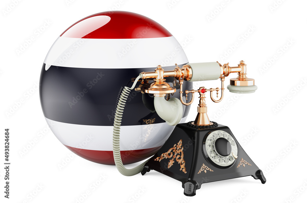 Fototapeta premium Phone with Thai flag. Communication services in Thailand, concept. 3D rendering