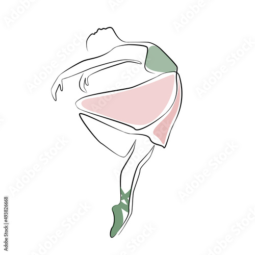 sketch of a woman in a dress ballet dancer line art continuous art watercolor icon girl