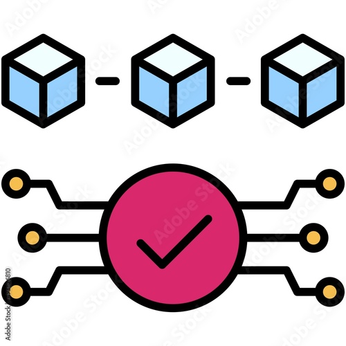 Verification icon, Blockchain related vector illustration