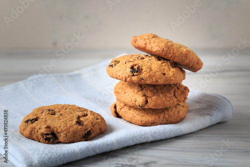 Oatmeal cookies with raisins, coconut and cinnamon.