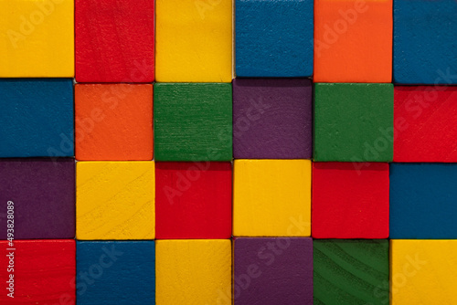 abstract background of colored wooden cubes