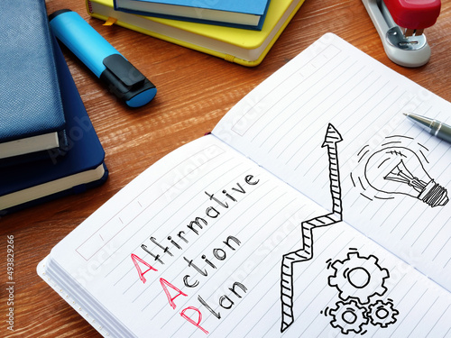 Affirmative Action Plan AAP is shown on the photo using the text