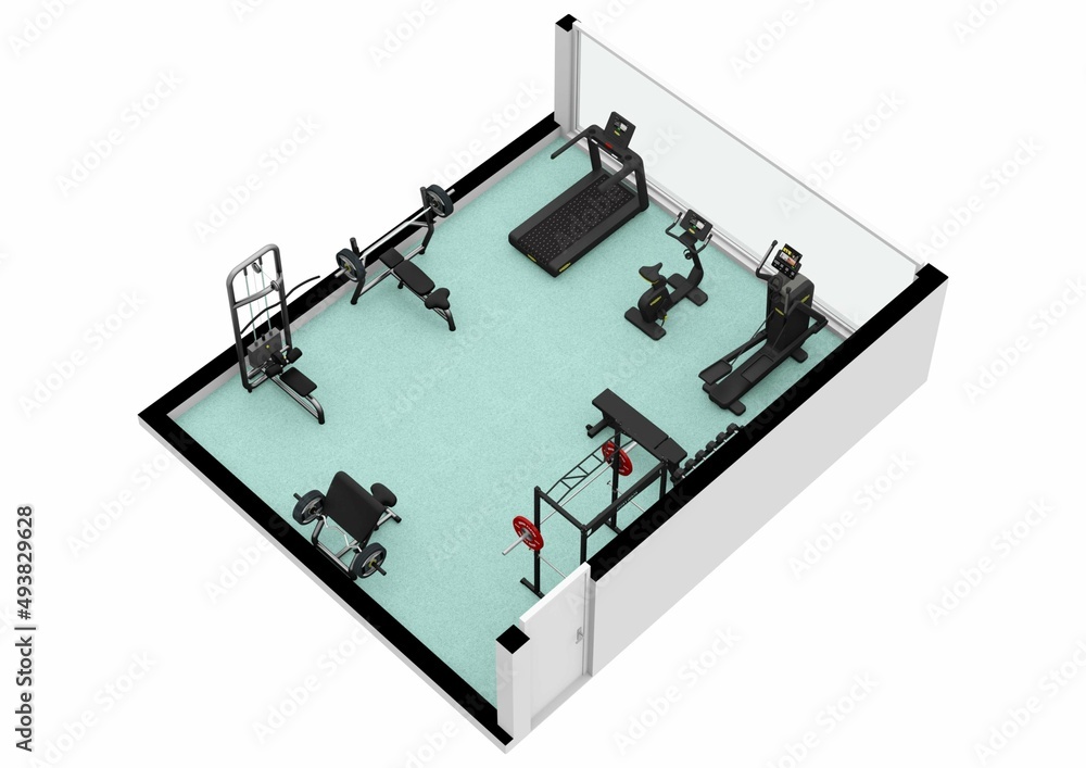 Floor plan gym. Fitness center 3d illustration. Fitness. Gym. Fitness club. Gym interior design. Floor plan gym. Fitness center 3d illustration. Fitness. Gym. Fitness club. Gym interior design.