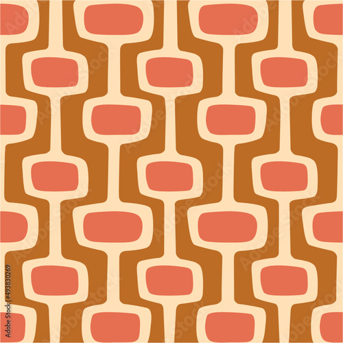 Mid-century modern atomic age background in Orange, cream, and mustard gold. Ideal for wallpaper and fabric design.
