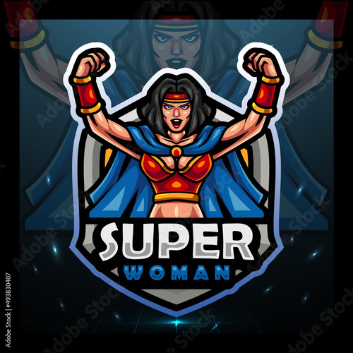 Super woman mascot. esport logo design 