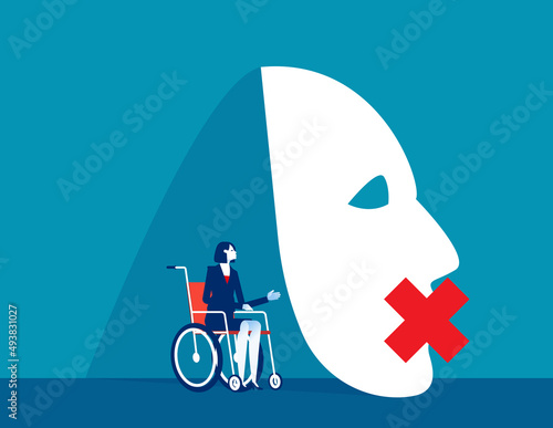 Social inequality for people with disabilities. Cartoon vector illustration