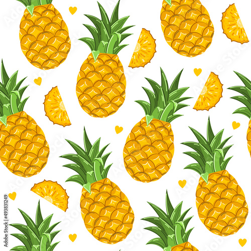 Seamless pineapple pattern. Lovely vector illustration. Perfect for kids fabric, textile, wrapping.